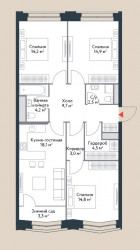 Четырёхкомнатная квартира 89.2 м²