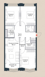 Четырёхкомнатная квартира 89.4 м²