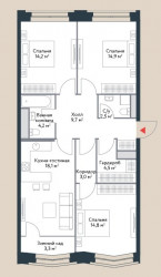 Четырёхкомнатная квартира 89.2 м²